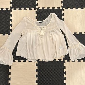 American eagle outfitters Cream blouse with detailing and cream size extra small